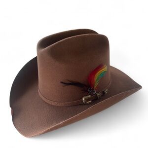 LIKE NEW Tombstone Brown Wool Feathered Texana Los Dos Carnales Cowboy Hat 6 3/4
